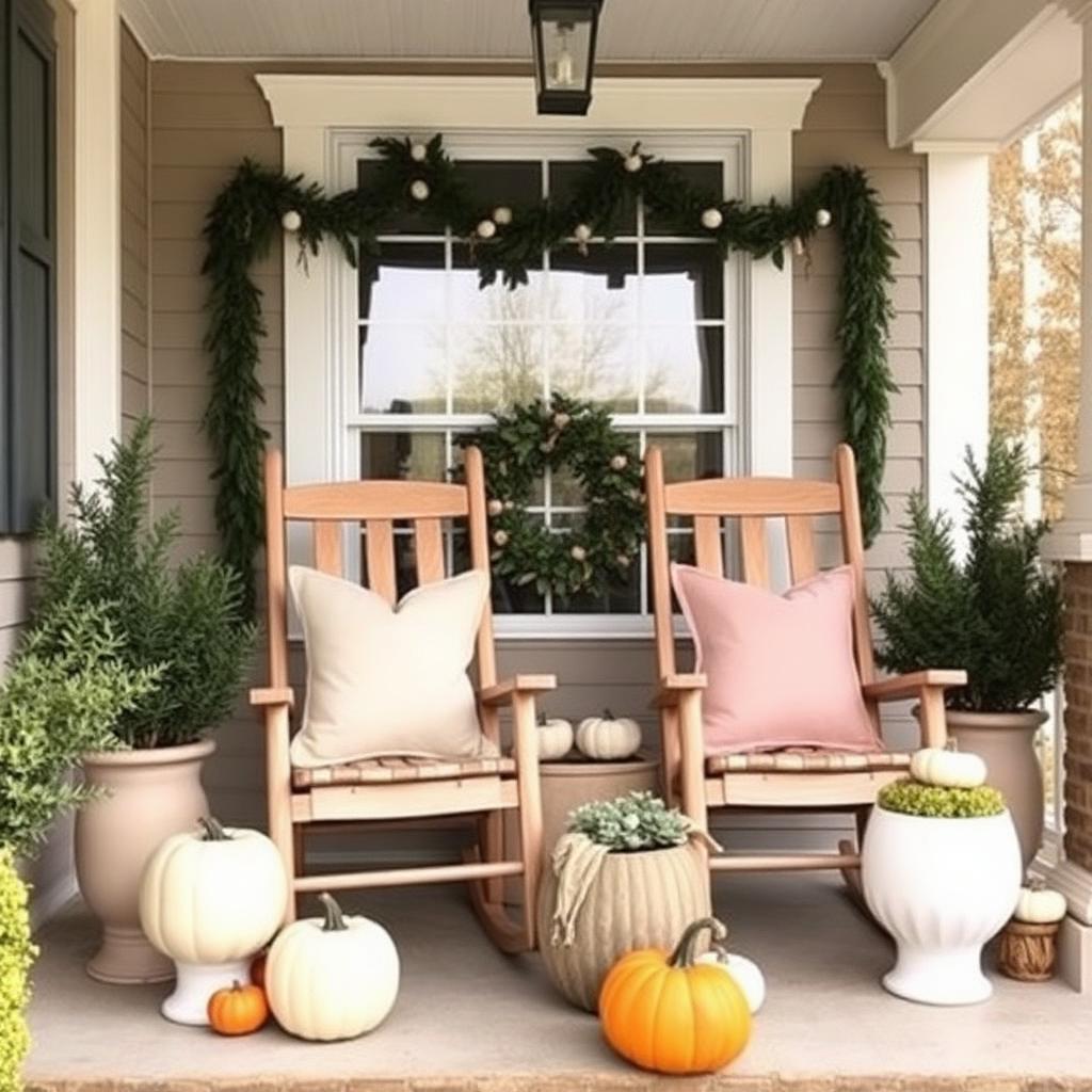 Full porch styling with rocking chairs